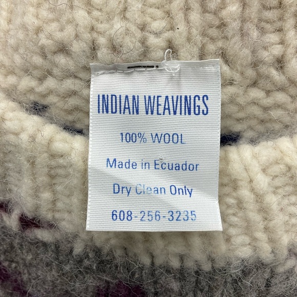 INDIAN WEAVINGS Men’s 100%Wool Chunky Knit Pullover Sweater Size Large hiking - Picture 5 of 5